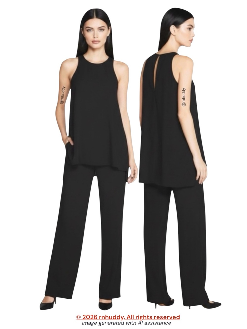 White House Black Market size 2 black layered wide leg jumpsuit
